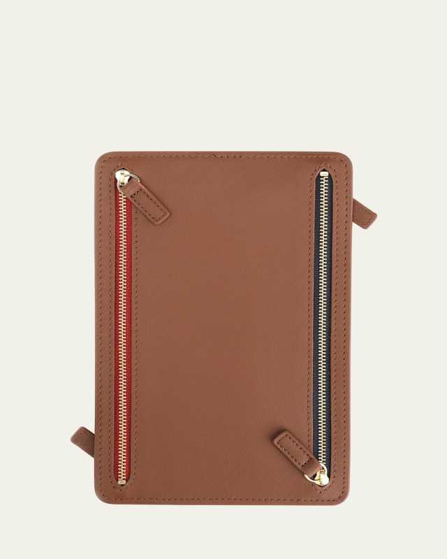 Monogrammed Leather RFID Blocking Foup Zip Travel Organizer